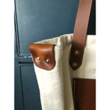 Bull denim tote bag - leather side seam tabs