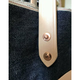 New Utility - Selvedge Denim Tote Bag - Copper saddler's rivets