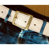 The Brunel: Handmade Natural Veg Tanned Leather Garrison Belt - 2 Inches Wide
