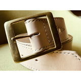 The Brunel: Handmade Natural Veg Tanned Leather Garrison Belt - 2 Inches Wide