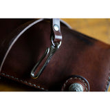 Leather Wallet Tether - dark brown with a Duke wallet
