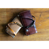 Leather Wallet Tether - dark brown and light tan