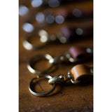 Leather Wallet Tethers - brass split rings