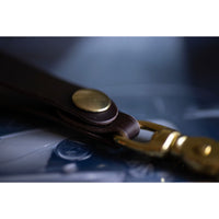 Dark Brown Lamport Leather Key Loop - brass snap closure